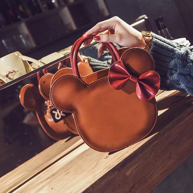 Luxury Bowknot Leather Hand Bag Brown - DiyosWorld