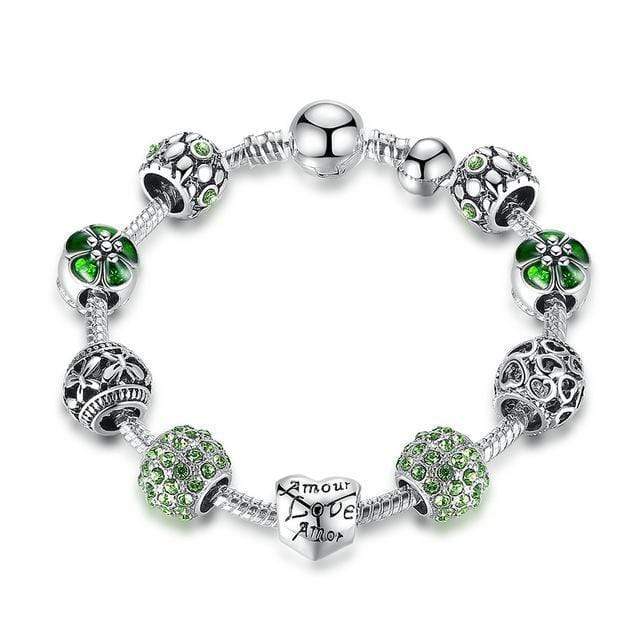 Charm Bracelets - Antique 925 Sterling Silver Heart Charm Bracelet( Comes  With All The Charms Shown In The Picture)