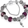 Charm Bracelets Heart and Key Dangle Charm Bracelet Lavender / 18cm - DiyosWorld