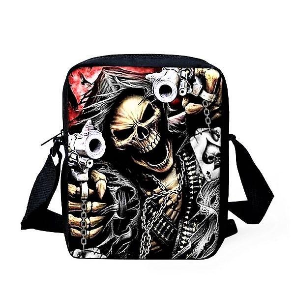 Crossbody Bags Punk Skull Head Cross body Travel Shoulder bag Black and Red - DiyosWorld