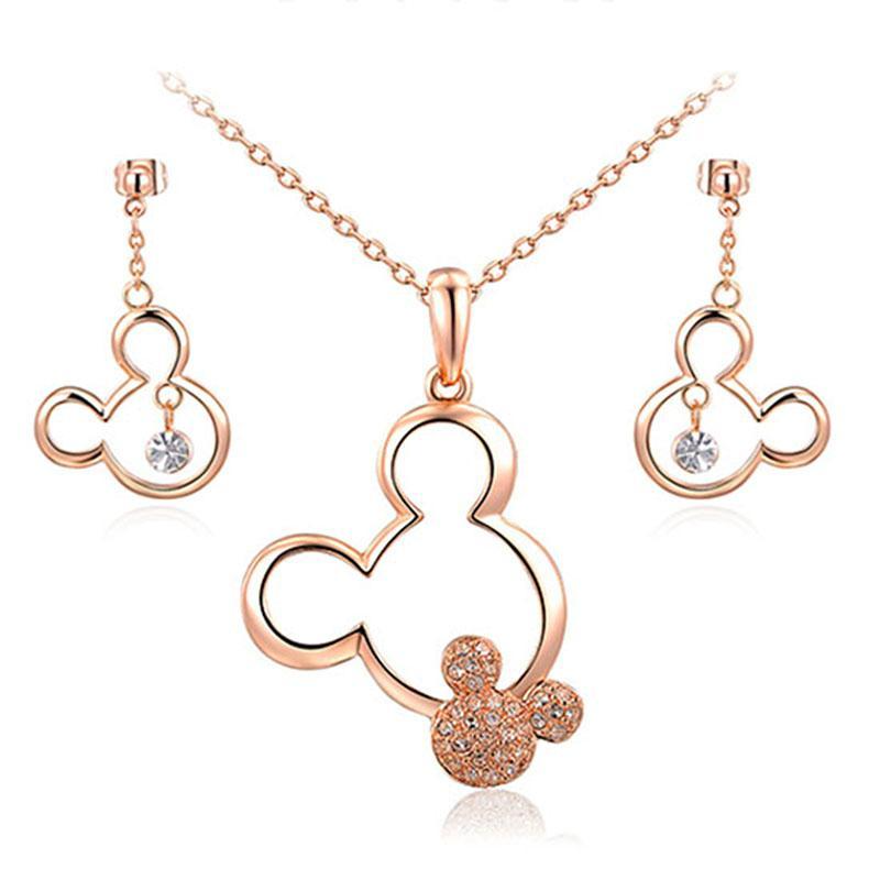 Jewelry Sets Platinum Plated Necklace & Drop Earrings Set Rose Gold Plated / Necklace & Earrings Set - DiyosWorld