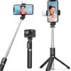 Selfie Sticks 6 In 1 Wireless Bluetooth Selfie Stick Black With Flash Light - DiyosWorld