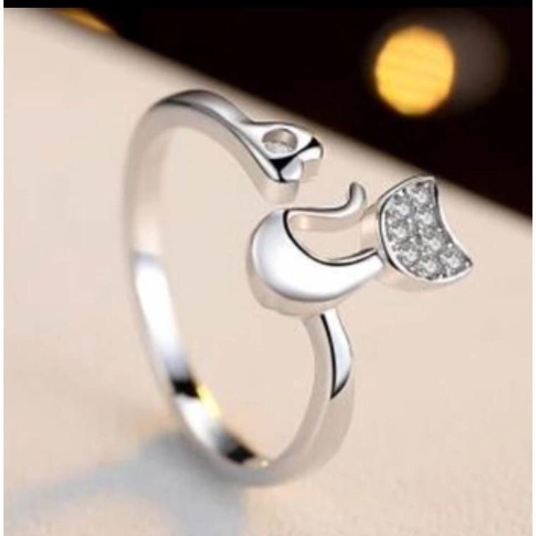 Wedding/Engagement/Fashion Ring Delicate Rose Gold Lovely Cat Shape Clear Crystal Inlaid Ring - DiyosWorld