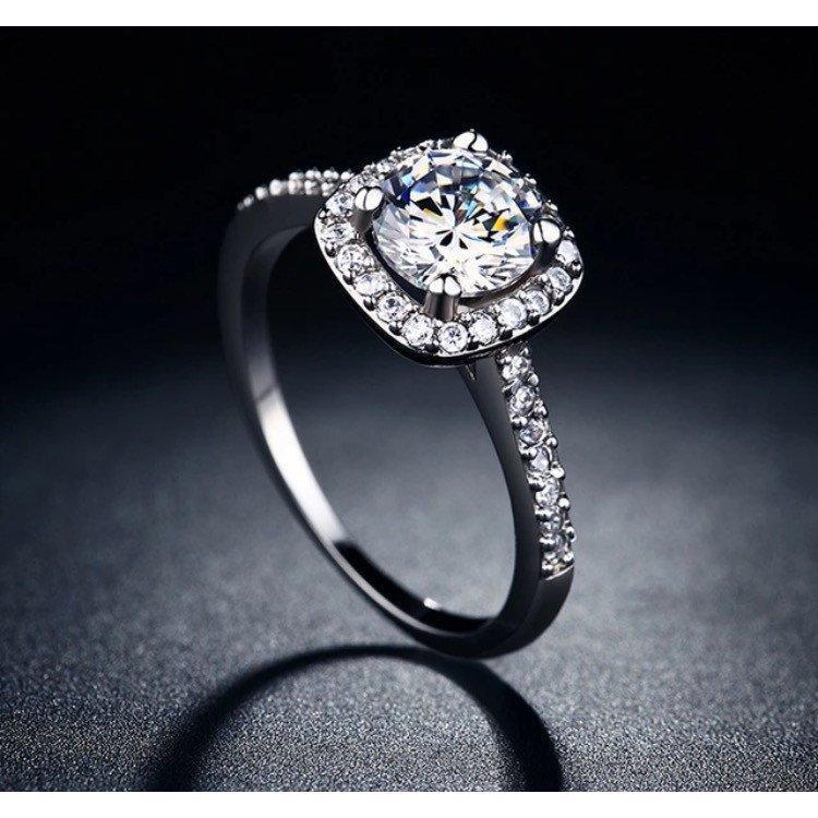 Wedding/Engagement/Fashion Ring S925 Silver Square Ring - Vintage AAA Zircon Inlay Diamond - DiyosWorld